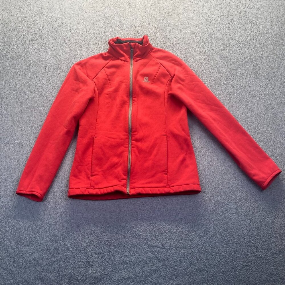 Salomon Soft Shell Women’s Jacket Red Size Medium Fleece Zip Winter Mock Neck